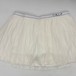 CALIA Pleated Mesh Skort in Pure White